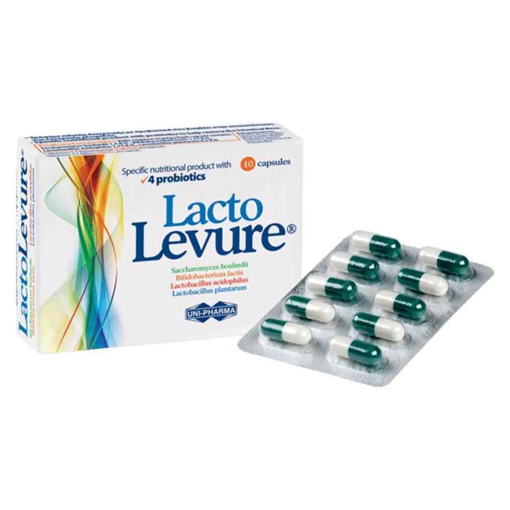 Uni Pharma Lacto Levure Τρόφιμο ειδικής διατροφής με 4 προβιοτικά, 10 caps