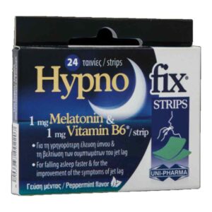 Uni-Pharma Hypno Fix Strips Συμπλήρωμα διατροφής με μελατονίνη, 24 ταινίες