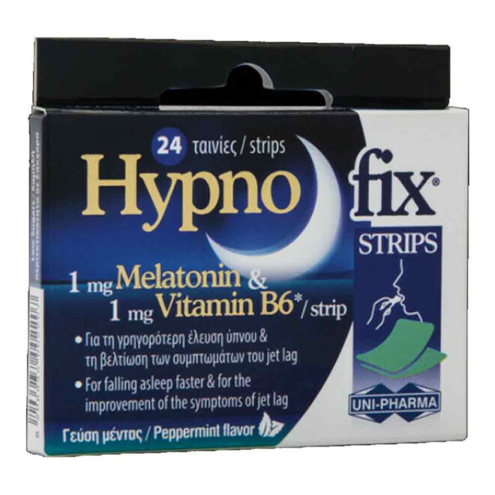 Uni-Pharma Hypno Fix Strips Συμπλήρωμα διατροφής με μελατονίνη, 24 ταινίες