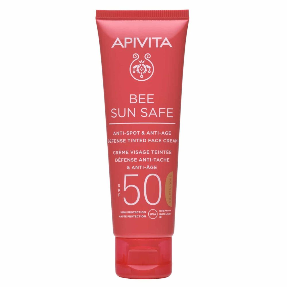 Apivita Bee Sun Safe Anti-Spot & Anti-Age Defence Tinted Face Cream SPF50 με Θαλάσσια Φύκη και Πρόπολη Gold 50ml
