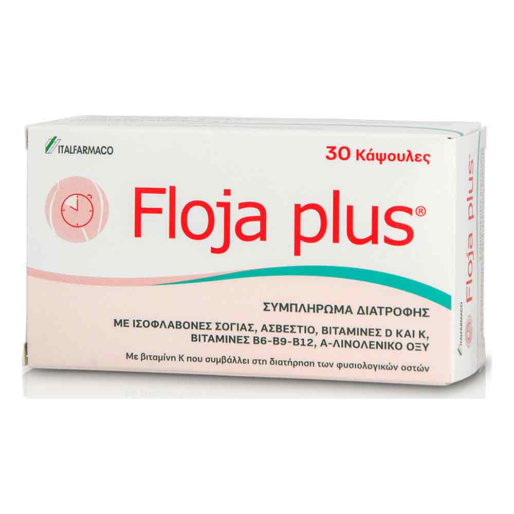Floja Plus Συμπλήρωμα Διατροφής για την Αντιμετώπιση των Συμπτωμάτων της Εμμηνόπαυσης, 30 caps