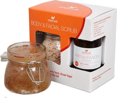 Anaplasis Body & Facial Scrub Με Καστανή Ζάχαρη Ελληνικό Αλάτι Μεσολογγίου & Σπόρους Cranberry 250ml
