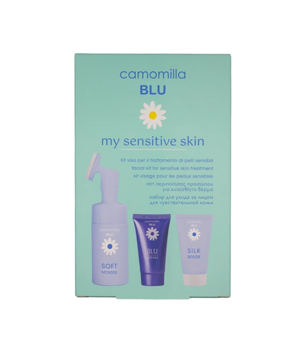 Camomilla Blu My Sensitive Skin Kit with Soft Mousse, 100ml & Silk Mask, 30ml & Blu Cream, 30ml