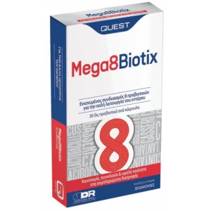 Quest Mega 8 Biotix Συμπλήρωμα Διατροφής για την Καλή Λειτουργία του Εντέρου, 30caps
