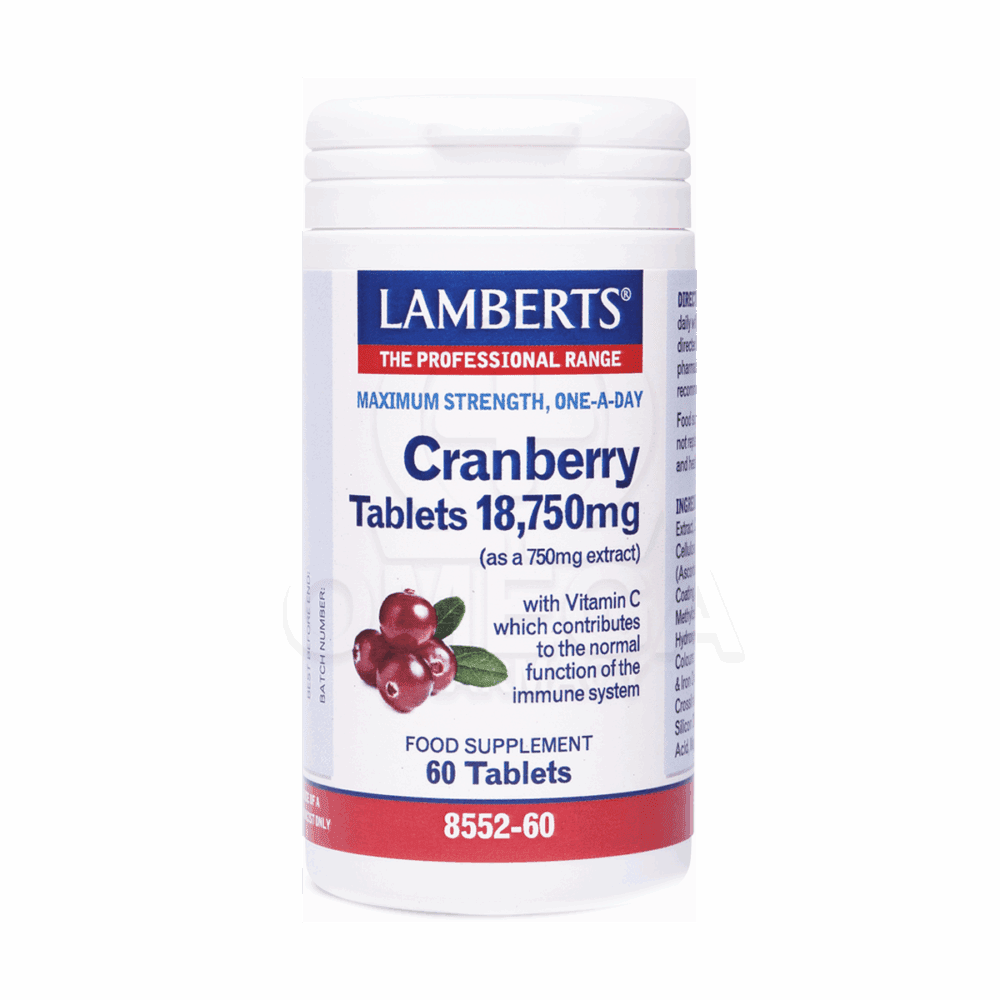 LAMBERTS Cranberry Tablets Κάψουλες με Κράνμπερι 18.750mg για την Υγεία του Ουροποιητικού 60Caps