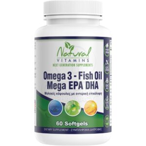 NATURAL VITAMINS Omega 3 - Fish Oil Mega EPA DHA 60softgels