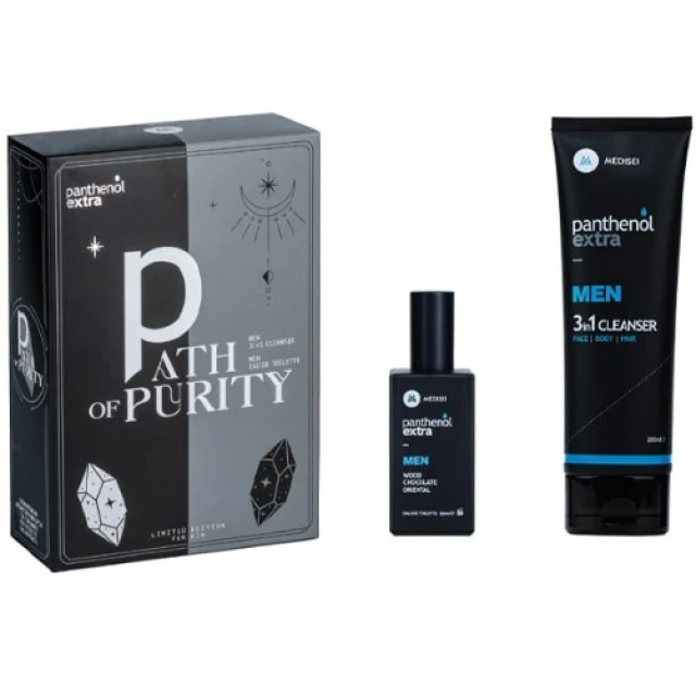 Purity με Men 3in1 Cleanser Ανδρικό Σαμπουάν - Αφρόλουτρο, 200ml & Men Wood, Chocolate & Oriental Eau De Toilette Ανδρικό Άρωμα, 50ml, 1σετ