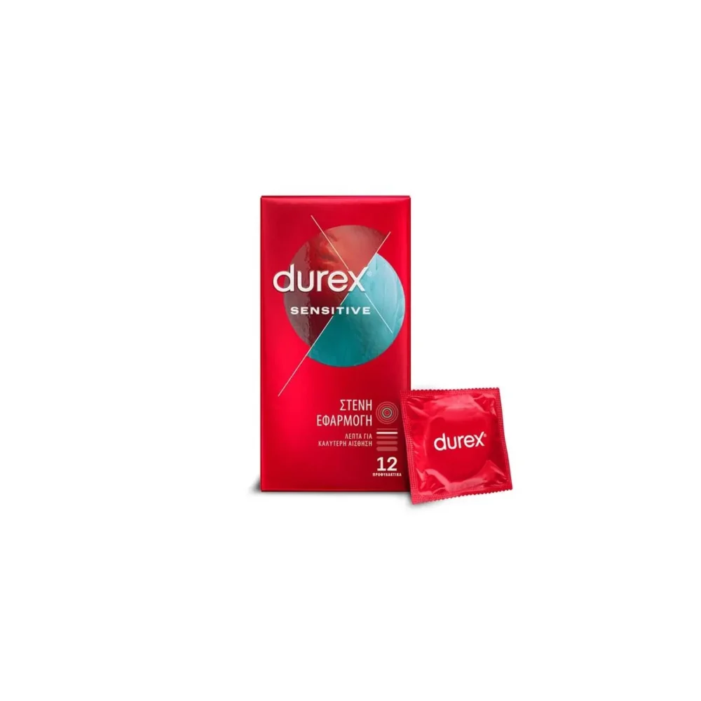 Durex Προφυλακτικά / Condoms Sensitive 12pcs (Λεπτά για Καλύτερη Αίσθηση | Στενή Εφαρμογή)