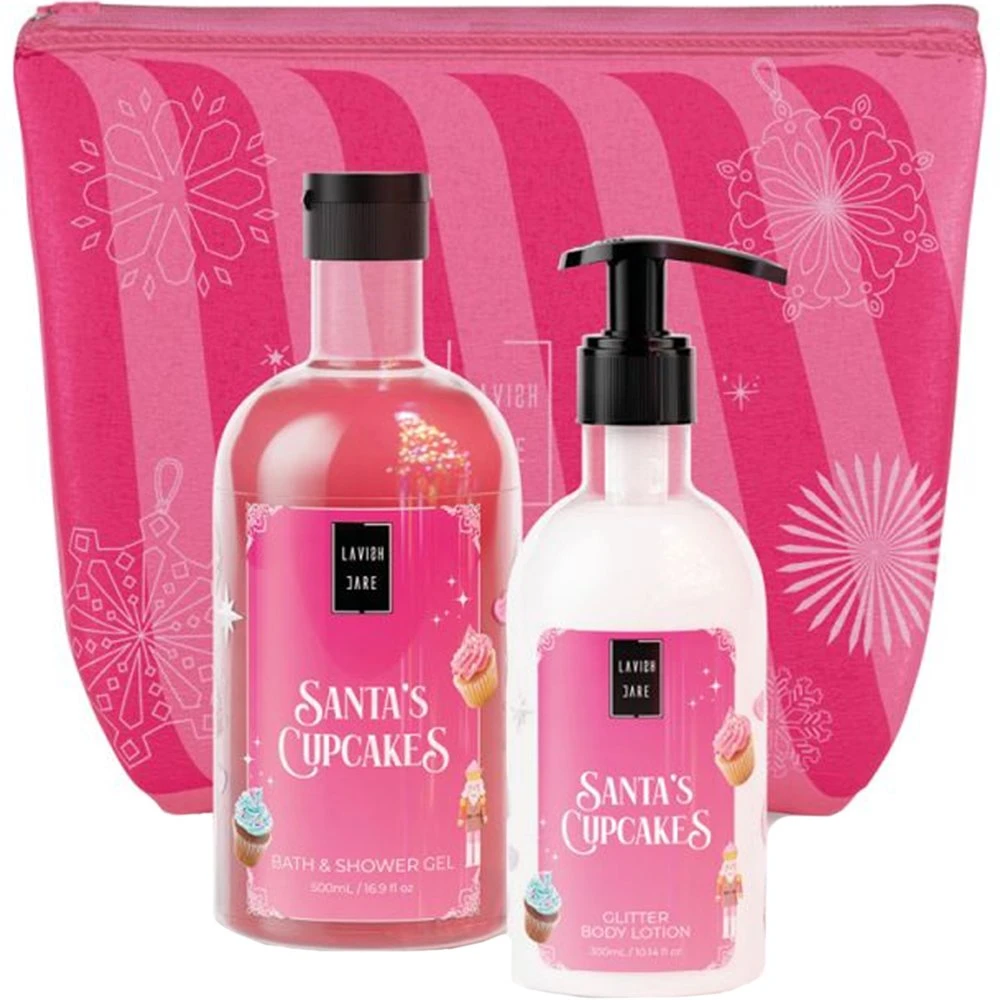 Lavish Care Promo Santa's Cupcakes Bath & Shower Gel 500ml & Glitter Body Lotion 300ml & Νεσεσέρ 1 Τεμάχιο