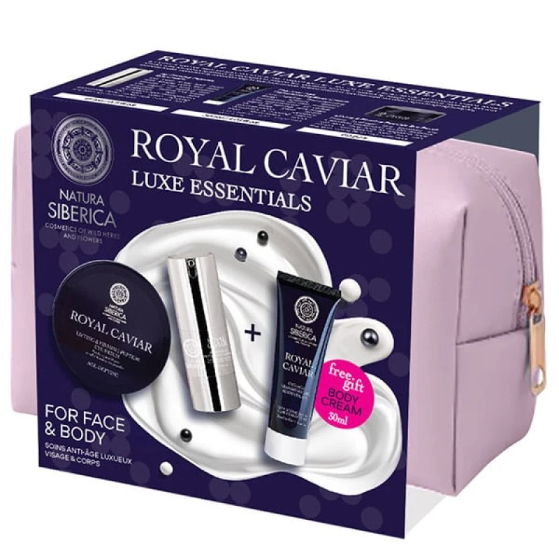 Natura Siberica PROMO 2025 Royal Caviar Luxe Essentials με Icy Firming Κρέμα Ματιών, 15ml, Lifting & Firming Επιθέματα Ματιών 60τμχ, ΔΩΡΟ Anti-Age Transforming Κρέμα Σώματος, 30ml & Δώρο Νεσεσέ