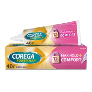 Corega Power Max Hold & Comfort, Στερεωτική Κρέμα Τεχνητής Οδοντοστοιχίας, 40gr