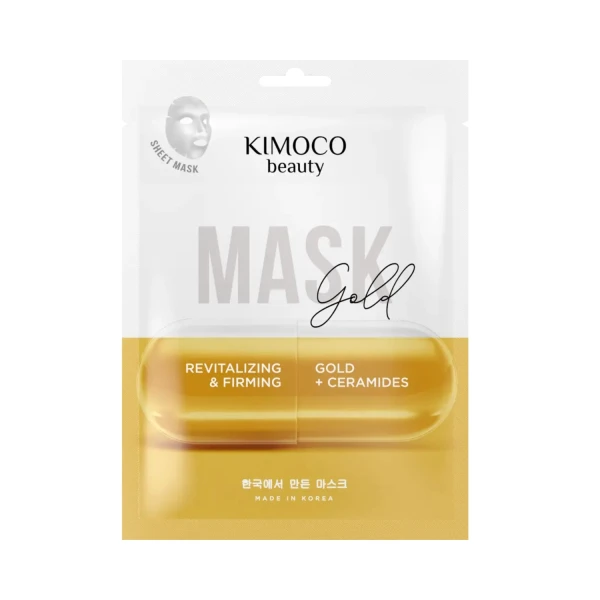Kimoco Beauty Sheet Mask Αναζωογονητική και Συσφικτική Μάσκα Προσώπου με Κολλοειδή Χρυσό και Κεραμίδια, 23ml
