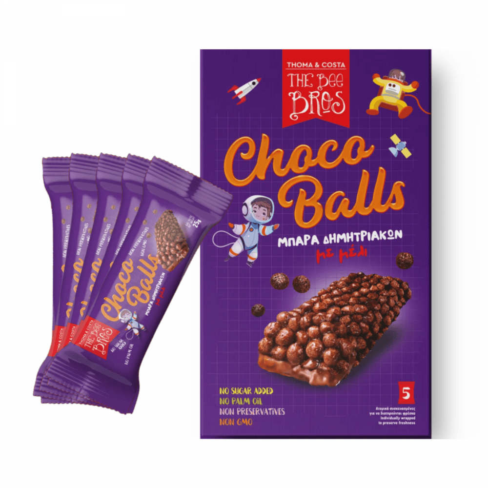 The Bee Bros Choco Balls Μπάρα Δημητριακών με Μέλι 5x25g