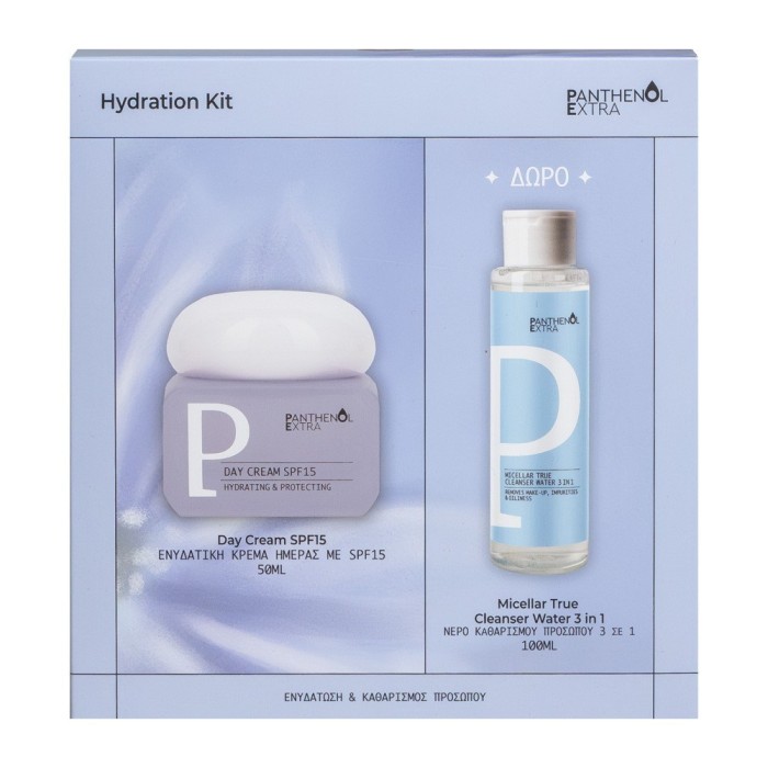 Panthenol Extra Promo Hydration Kit Day Cream SPF15, 50ml & Micellar True Cleanser Water 3in1, 100ml