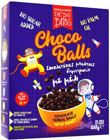 The Bee Bros Δημητριακά Choco Balls Χωρίς Ζάχαρη 250g